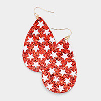 Bling Glitter Star Pattern Accented Teardrop Earrings