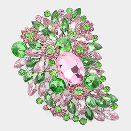 Oversize Multi Stone Floral Pin Brooch