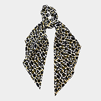 2PCS - Leopard Pattern Velvet Pony Hair Band / Scarf