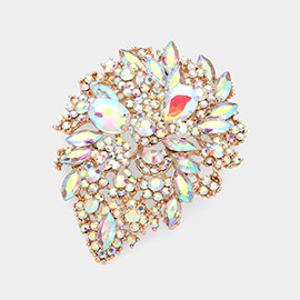 Marquise Stone Accented Flower Pin Brooch