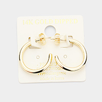 14K Gold Dipped 0.75 Inch Hypoallergenic Half Hoop Earrings