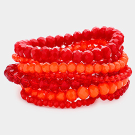 9PCS - Faceted Bead Stretch Bracelets