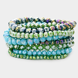 9PCS - Faceted Bead Stretch Bracelets