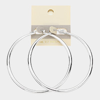 14K White Gold Filled Metal Hoop Pin Catch Earrings