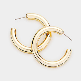 Bold Metal Half Hoop Earrings