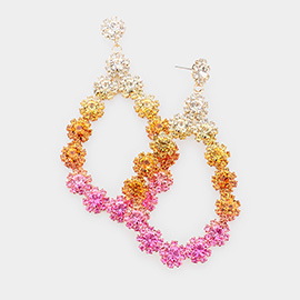 Floral Open Teardrop Ombre Evening Earrings