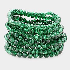 9PCS - Faceted Bead Stretch Bracelets