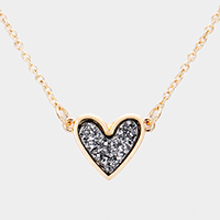 Druzy Heart Pendant Necklace