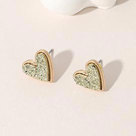 Druzy Heart Stud Earrings