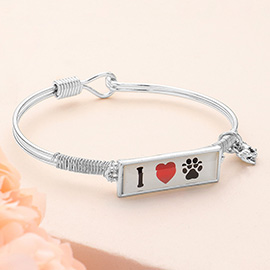 I Love Dog Charm Message Hook Bracelet