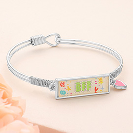 BFF Enamel Heart Charm Message Hook Bracelet