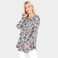 Cheetah Print Slit Tunic Top