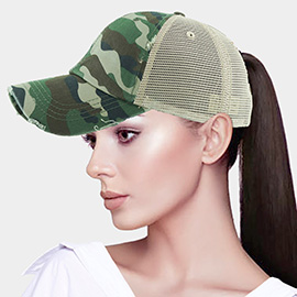 Vintage Camouflage Mesh Back Ponytail Baseball Cap