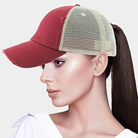 Vintage Mesh Back Ponytail Baseball Cap