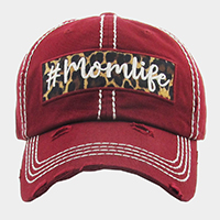 mom life Leopard Pattern Detail Vintage Baseball Cap