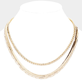 Double Layered Metal Chain Bib Necklace