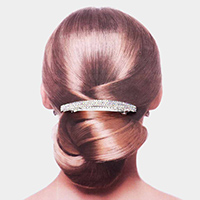 3Rows Rhinestone Rectangle Barrette