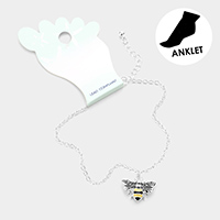 Enamel Honey Bee Charm Anklet