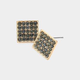 Rhinestone Embellished Square Stud Earrings