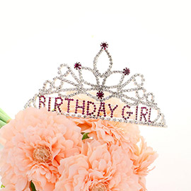 Rhinestone Paved BIRTHDAY GIRL Message Princess Tiara