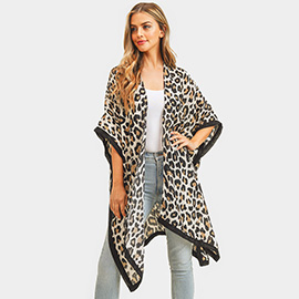 Leopard Pattern Print Kimono Poncho