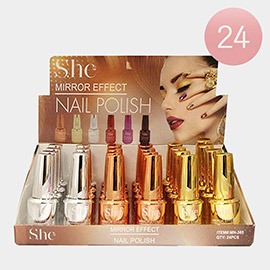 24PCS - Mirror Effect Nail Polishes