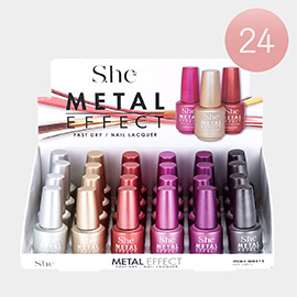 24PCS - Metal Effect Nail Polishes