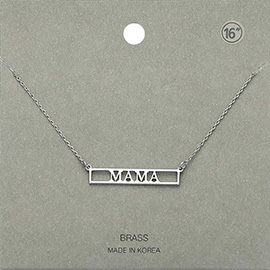 MAMA Brass Metal Pendant Necklace