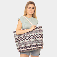 Leopard Tribal Pattern Beach Tote Bag