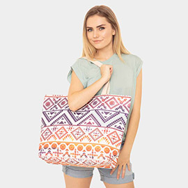 Colorful Tribal Pattern Beach Tote Bag