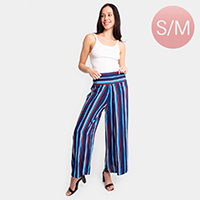 Striped Print Slit Wide Leg Palazzo Pants