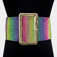 Rhinestone Pave Rectangle Buckle Belt