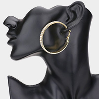 Rhinestone Embellished Metal Hoop Earrings