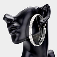 Rhinestone Embellished Metal Hoop Earrings