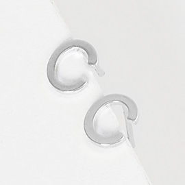 -C- White Gold Dipped Metal Monogram Stud Earrings