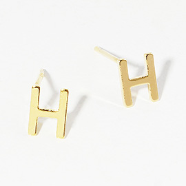 -H- Gold Dipped Metal Monogram Stud Earrings