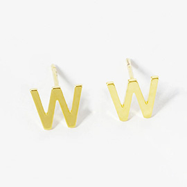 -W- Gold Dipped Metal Monogram Stud Earrings