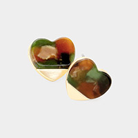 Celluloid Acetate Heart Stud Earrings