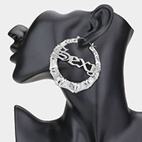 SEXY Metal Bamboo Hoop Message Pin Catch Earrings