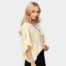 Tie Eye Button Down Kimono Poncho