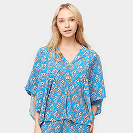 Floral Print Button Down Kimono Poncho