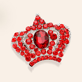 Stone Paved Crown Pin Brooch