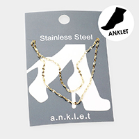 Stainless Steel Metal Chain Double Layered Anklet