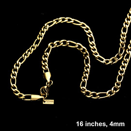 16 INCH, 4mm Stainless Steel Figaro Chain Necklace