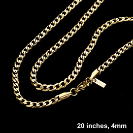 20 INCH, 4mm Stainless Steel Diamond Cut Cuban Chain Necklace