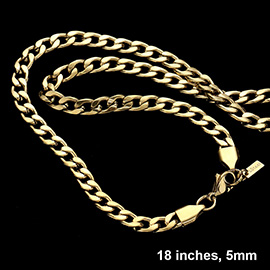 18 INCH, 5mm Stainless Steel Cuban Chain Necklace