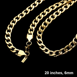 20 INCH, 6mm Stainless Steel Cuban Chain Necklace