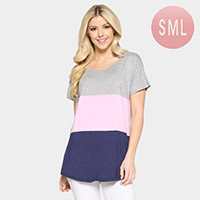 Short Sleeve Color Block Top