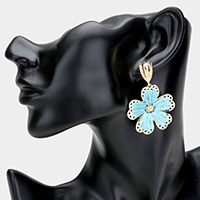 Thread Metal Flower Dangle Earrings