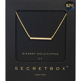 SECRET BOX_14K Gold Dipped CZ Bar Pendant Necklace